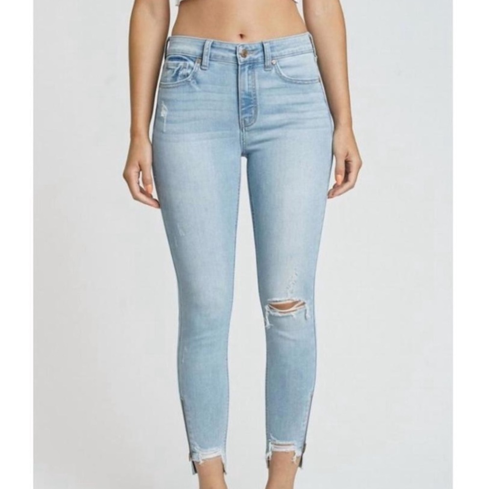 Eunina Clara High Rise Skinny Crop Light Wash Jeans Size 13